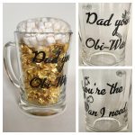 Large Tankard with vinyl slogan filled with boiled sweets and marshmallows