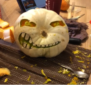Carved White Pumpkin